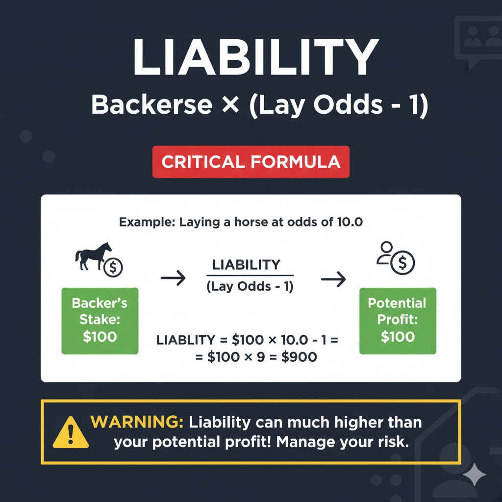 Infographic explaining the calculation of lay betting liability